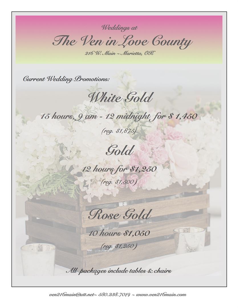 The Ven Event Center In Love County Marietta Ok Wedding Venue